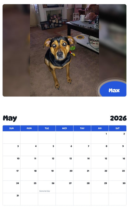 2026 - 2027 Max - Pawidols Pet Calendar