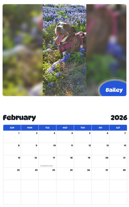 October 2025 - September 2026 Bailey - Pawidols Pet Calendar