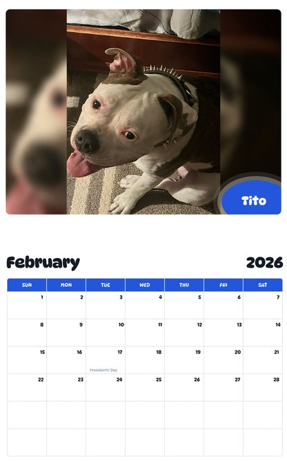 October 2025 - September 2026 Tito - Pawidols Pet Calendar