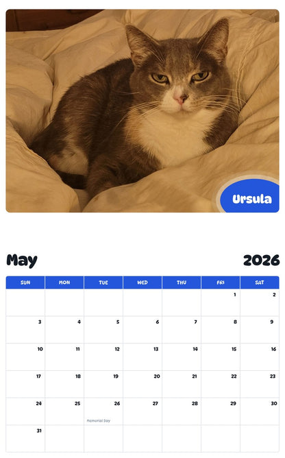 2026 - 2027 Ursula - Pawidols Pet Calendar