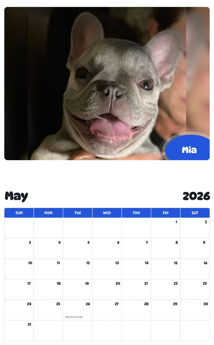 2026 - 2027 Mia - Pawidols Pet Calendar