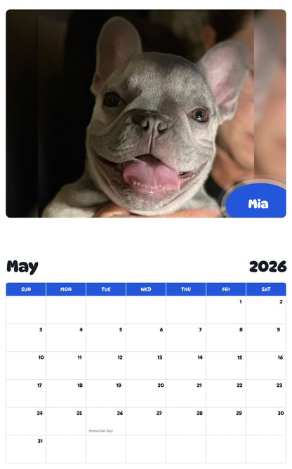 2026 - 2027 Mia - Pawidols Pet Calendar