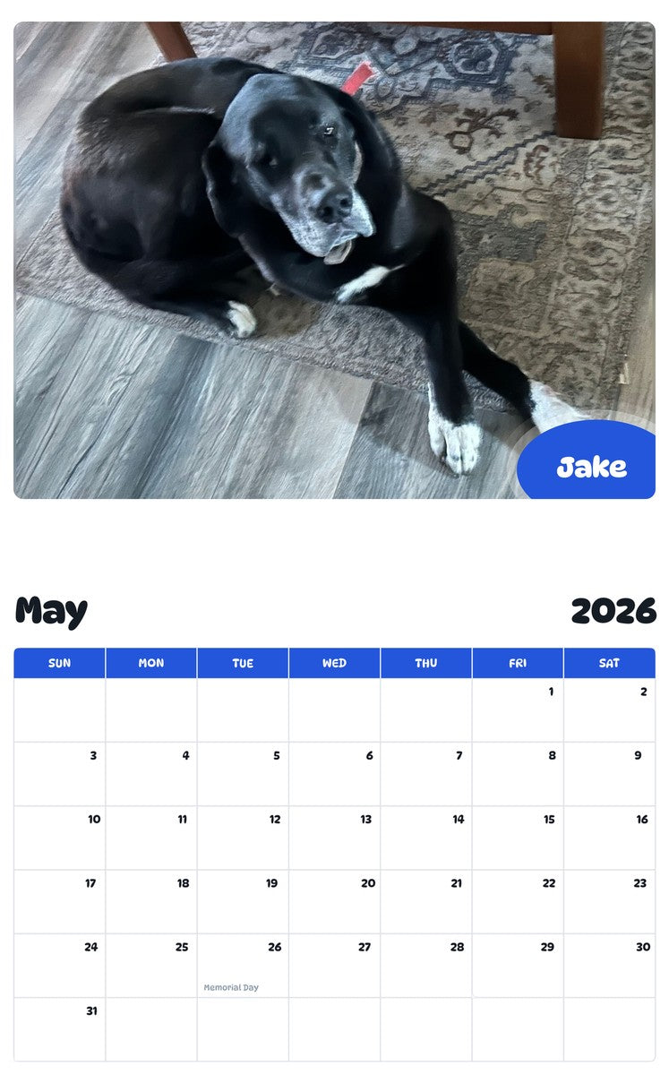 2026 - 2027 Jake - Pawidols Pet Calendar