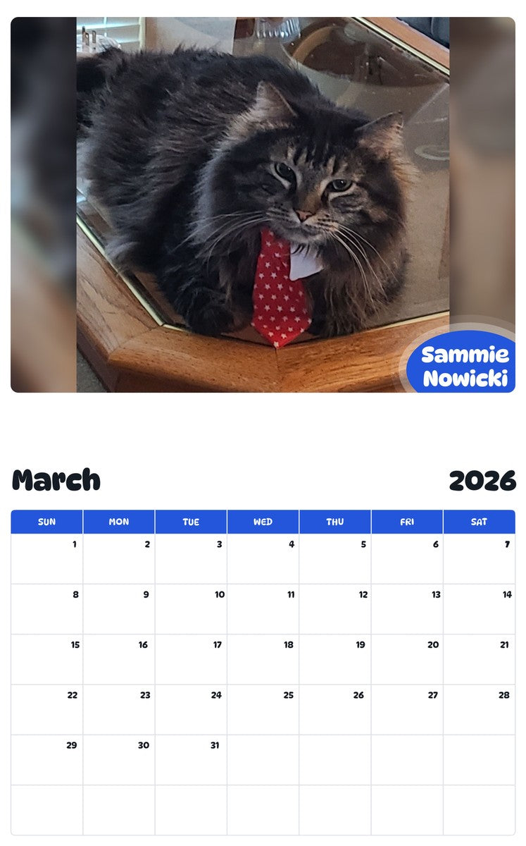 November 2025 - October 2026 Sammie Nowicki - Pawidols Pet Calendar