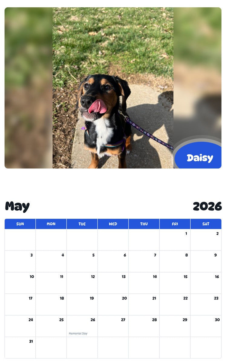 2026 - 2027 Daisy - Pawidols Pet Calendar