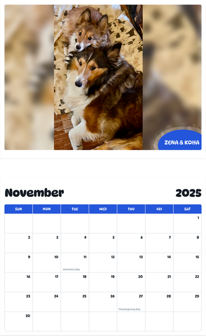 July 2025 - June 2026 Zena & Koha - Pawidols Pet Calendar