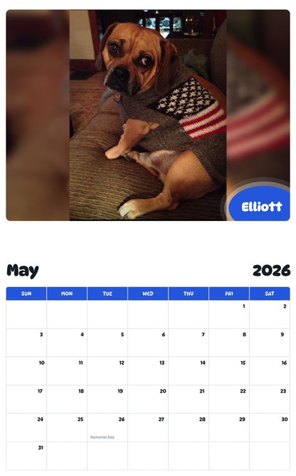 2026 - 2027 Elliott - Pawidols Pet Calendar