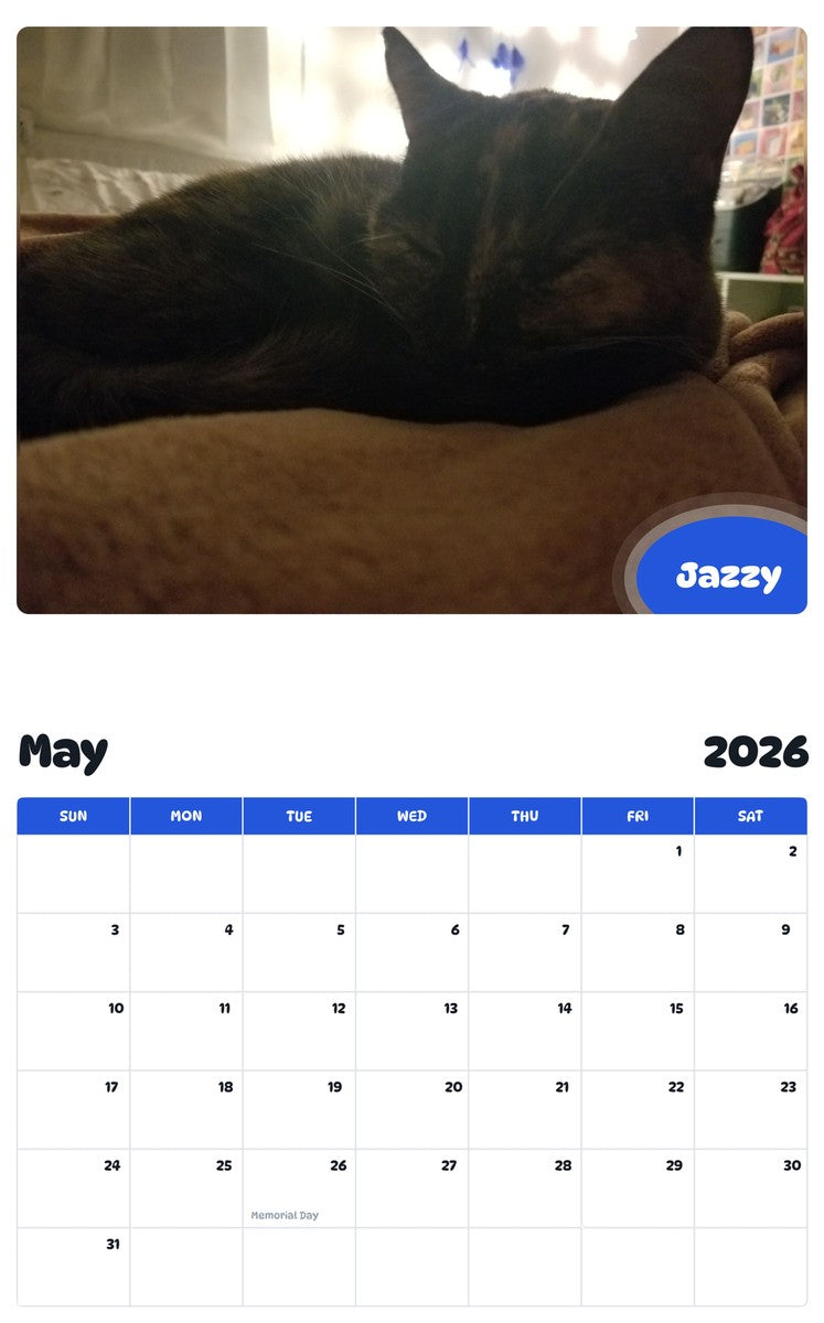 2026 - 2027 Jazzy - Pawidols Pet Calendar