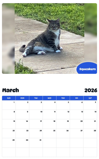 November 2025 - October 2026 Squeakers - Pawidols Pet Calendar