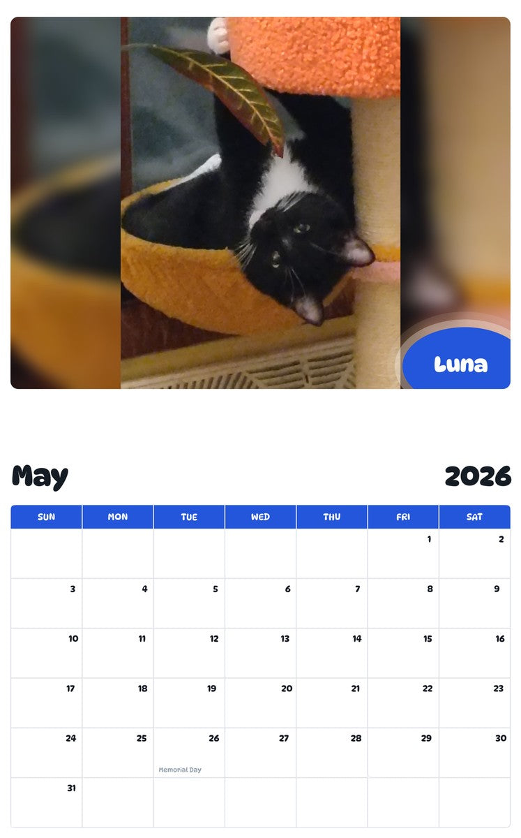 2026 - 2027 Luna - Pawidols Pet Calendar