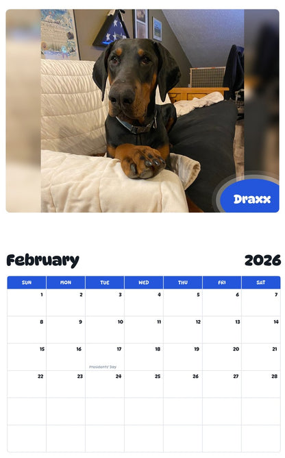 October 2025 - September 2026 Draxx - Pawidols Pet Calendar