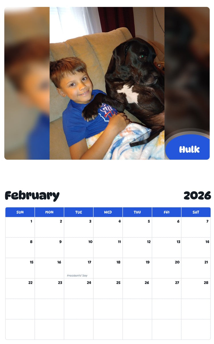 October 2025 - September 2026 Hulk - Pawidols Pet Calendar