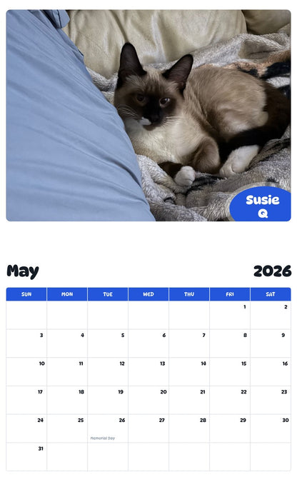 2026 - 2027 Susie Q - Pawidols Pet Calendar