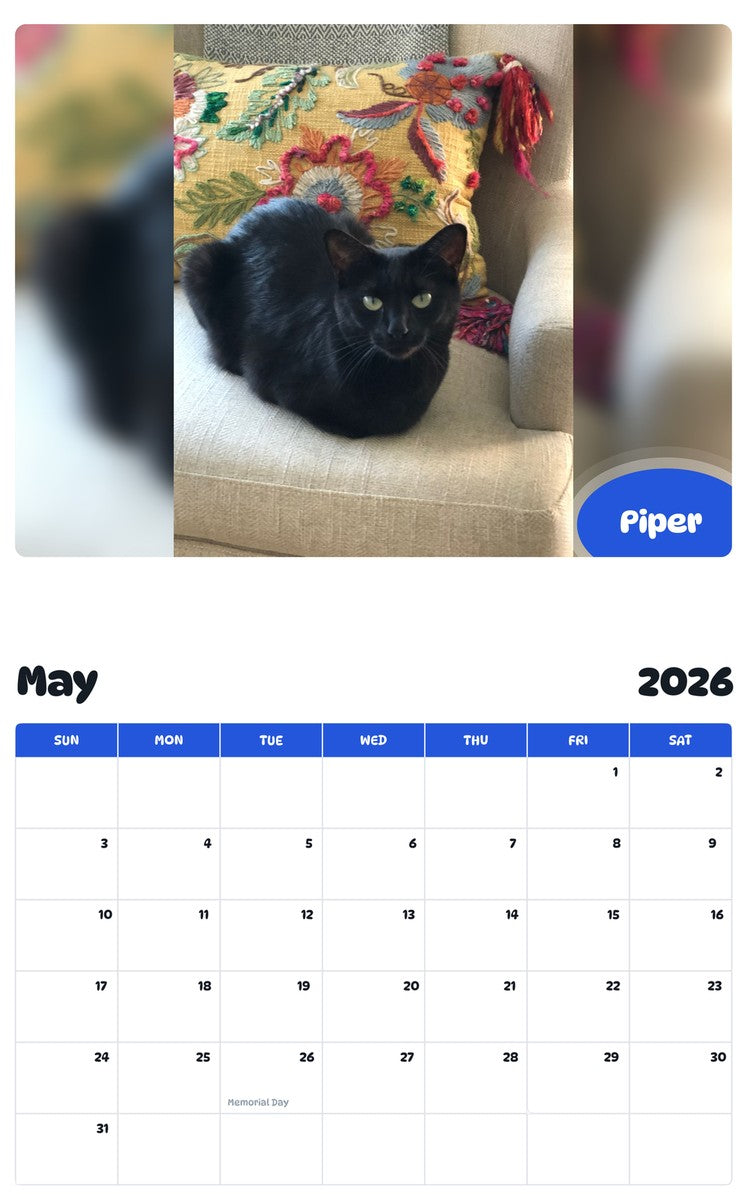 2026 - 2027 Piper - Pawidols Pet Calendar