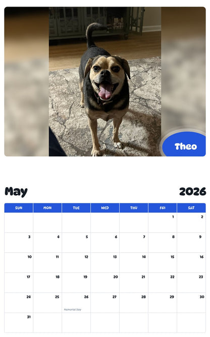 2026 - 2027 Theo - Pawidols Pet Calendar