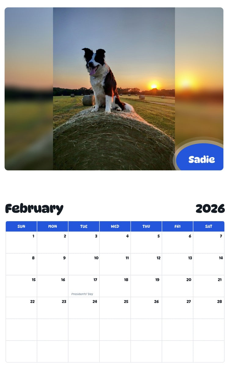 October 2025 - September 2026 Sadie - Pawidols Pet Calendar