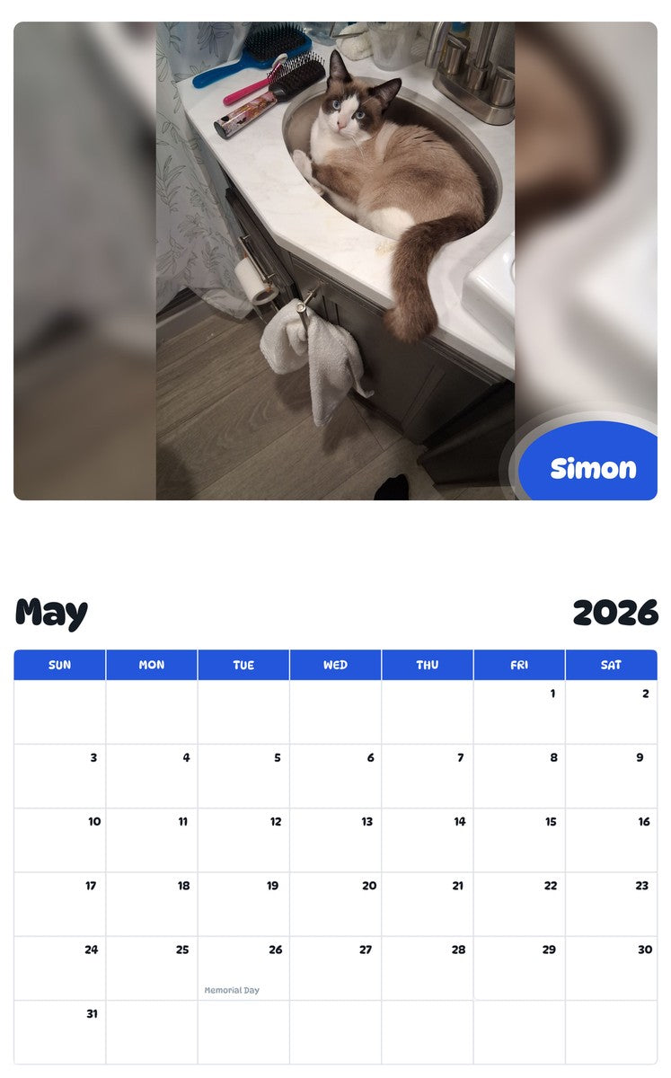 2026 - 2027 Simon - Pawidols Pet Calendar
