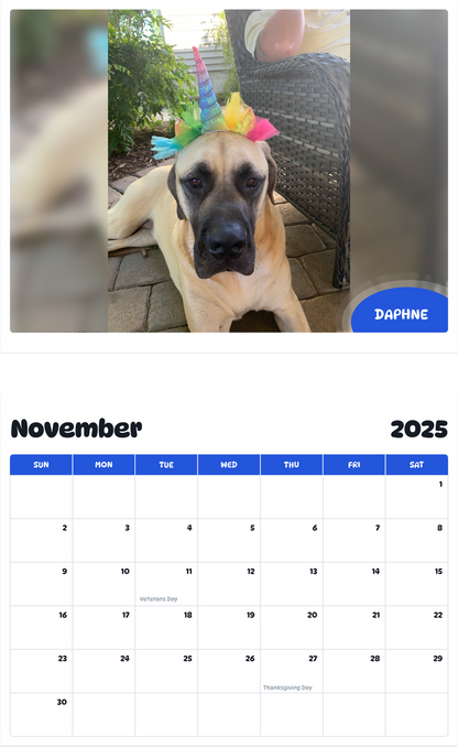 July 2025 - June 2026 Daphne - Pawidols Pet Calendar