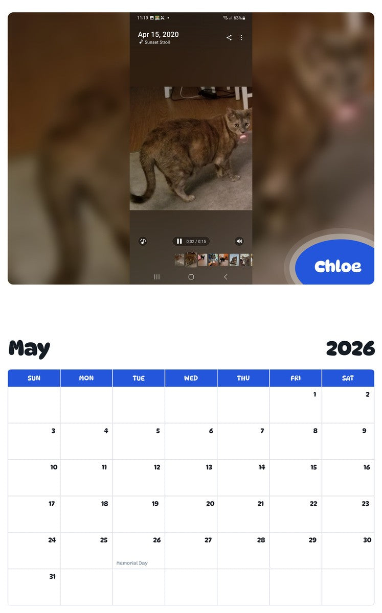 2026 - 2027 Chloe - Pawidols Pet Calendar