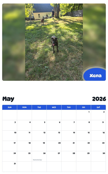 2026 - 2027 Xena - Pawidols Pet Calendar