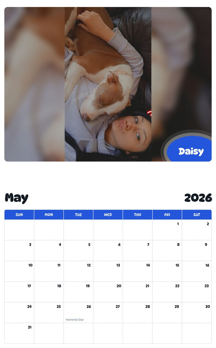 2026 - 2027 Daisy - Pawidols Pet Calendar