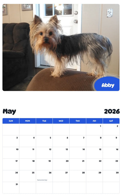 2026 - 2027 Abby - Pawidols Pet Calendar