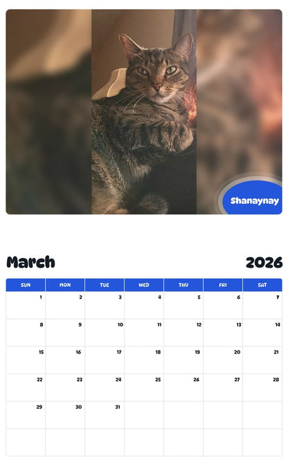 November 2025 - October 2026 Shanaynay - Pawidols Pet Calendar