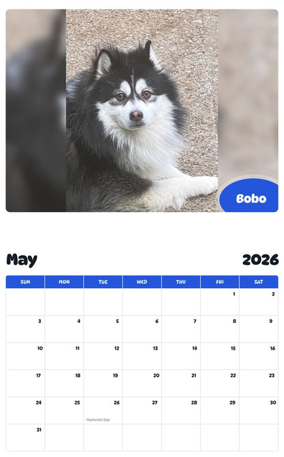 2026 - 2027 Bobo - Pawidols Pet Calendar