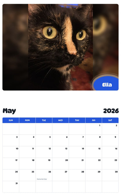 2026 - 2027 Ella - Pawidols Pet Calendar