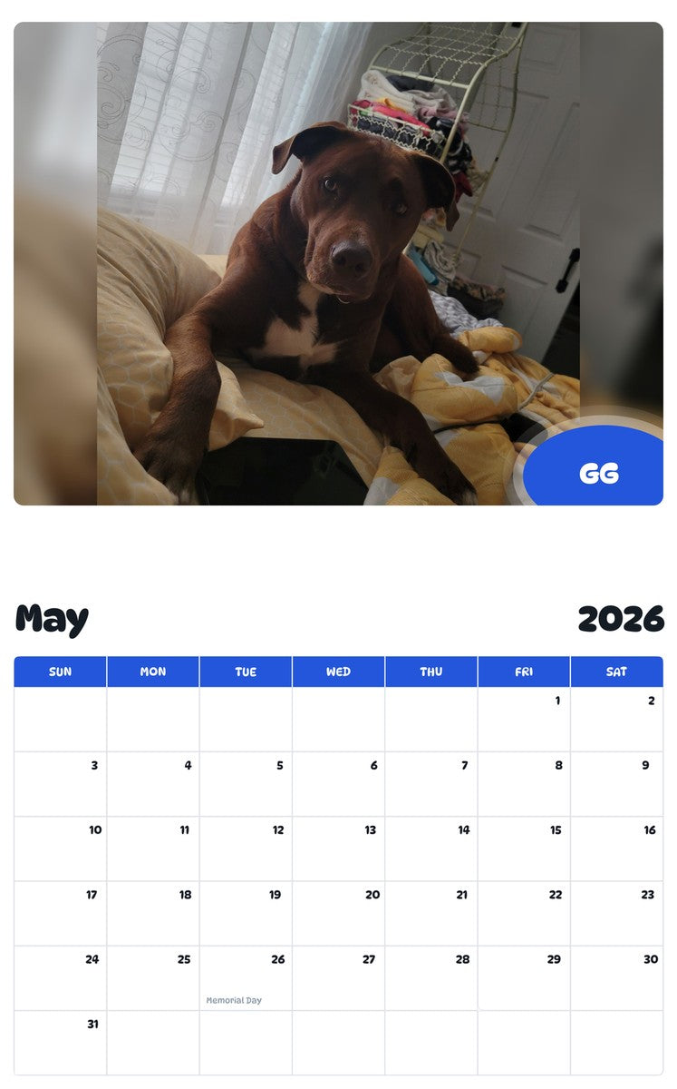 2026 - 2027 GG - Pawidols Pet Calendar