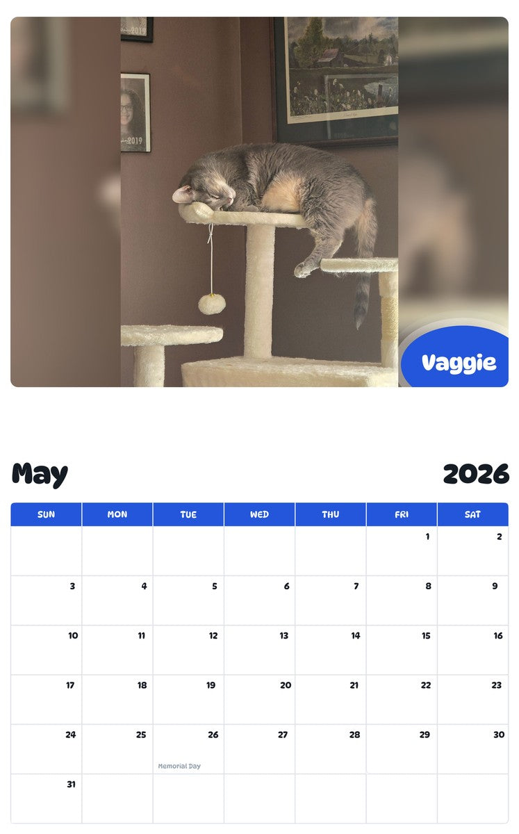 2026 - 2027 Vaggie - Pawidols Pet Calendar