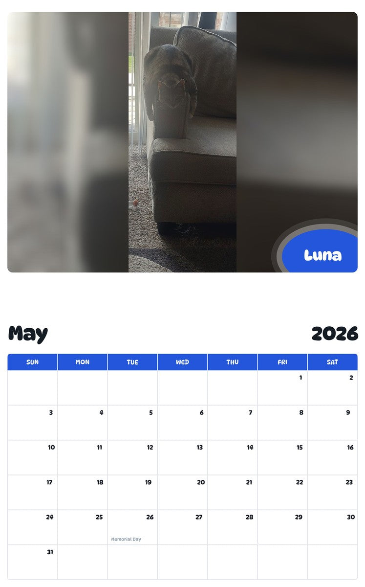 2026 - 2027 Luna - Pawidols Pet Calendar