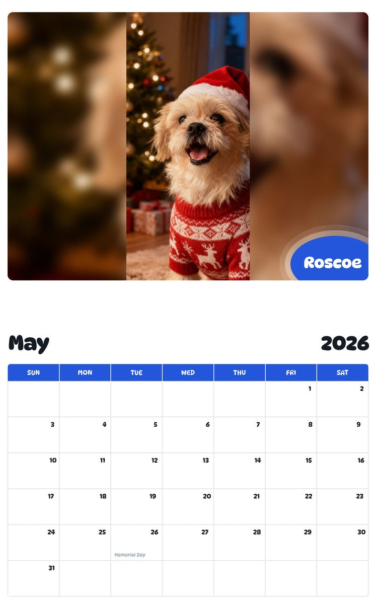 2026 - 2027 Roscoe - Pawidols Pet Calendar