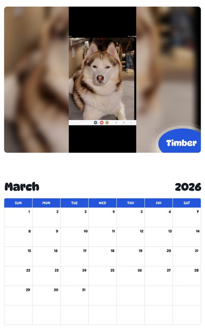 November 2025 - October 2026 Timber - Pawidols Pet Calendar