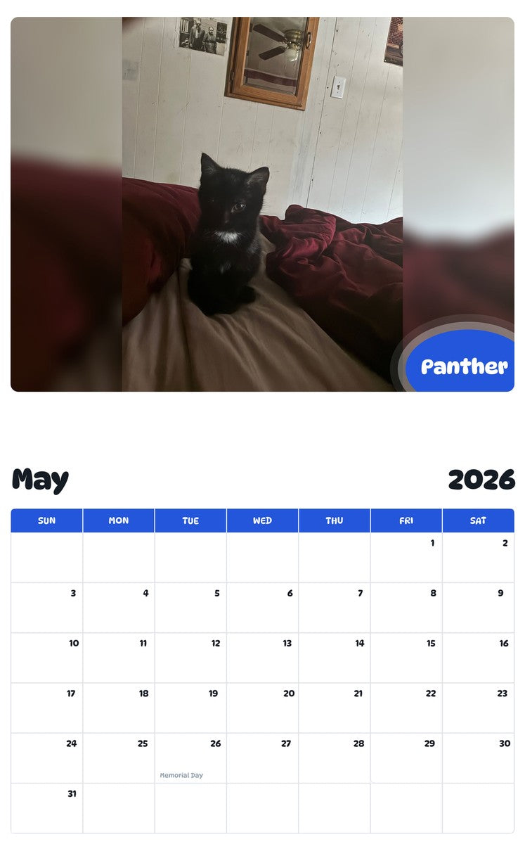 2026 - 2027 Panther - Pawidols Pet Calendar