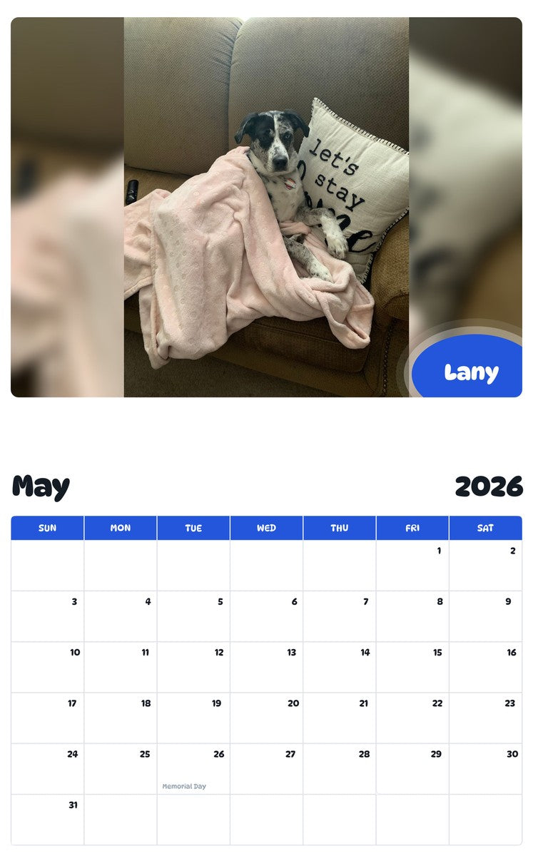 2026 - 2027 Lany - Pawidols Pet Calendar