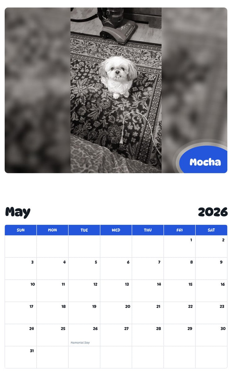 2026 - 2027 Mocha - Pawidols Pet Calendar