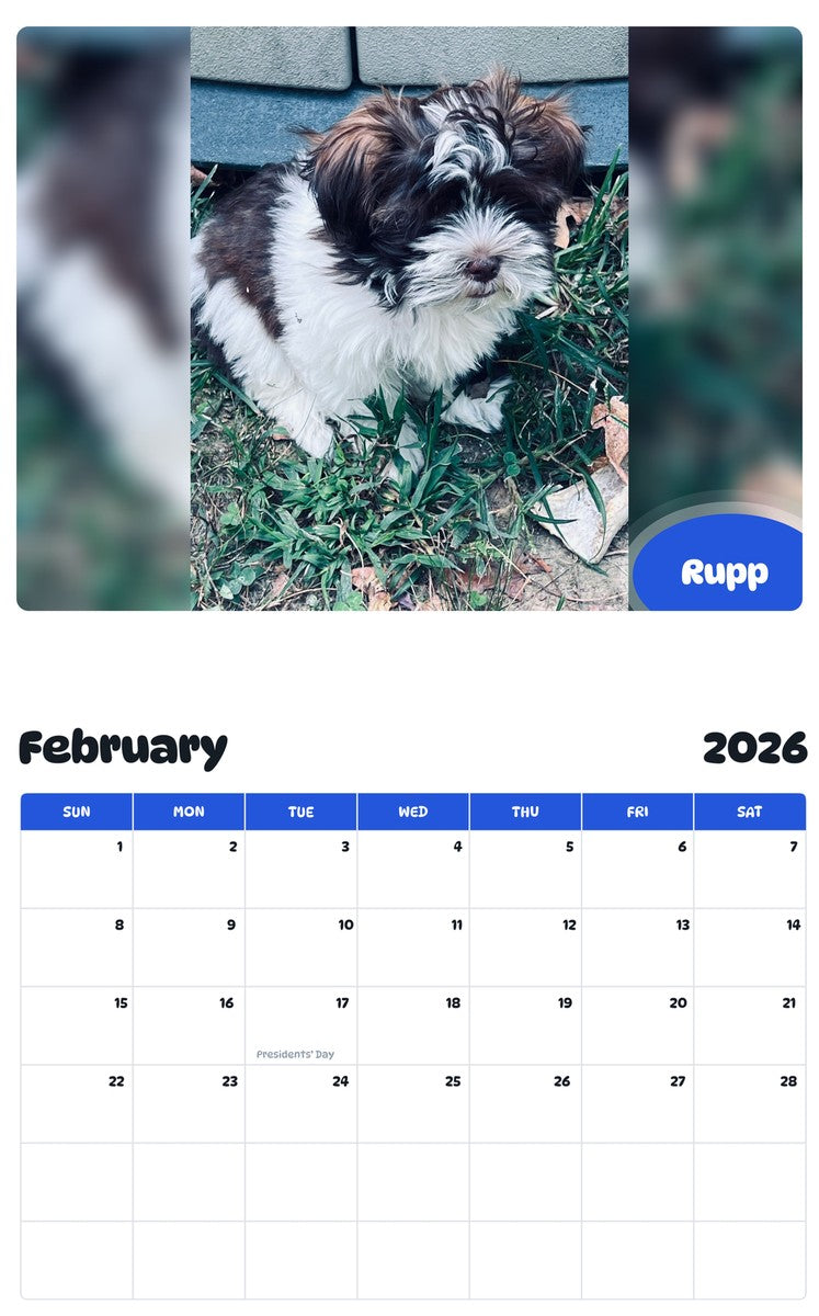 October 2025 - September 2026 Rupp - Pawidols Pet Calendar