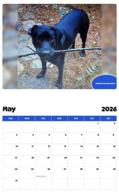 2026 - 2027 Charlee now deceasrd - Pawidols Pet Calendar