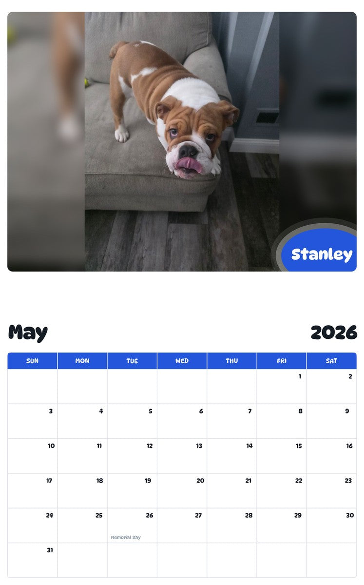 2026 - 2027 Stanley - Pawidols Pet Calendar