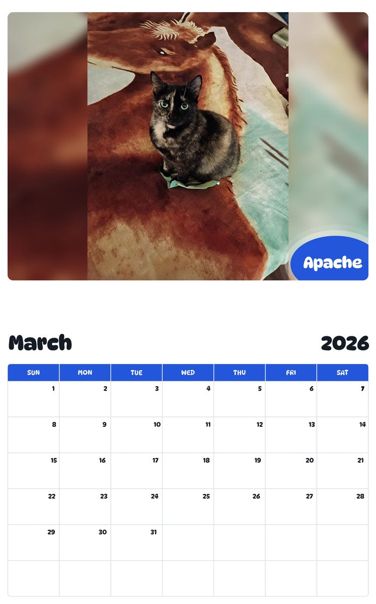 November 2025 - October 2026 Apache - Pawidols Pet Calendar