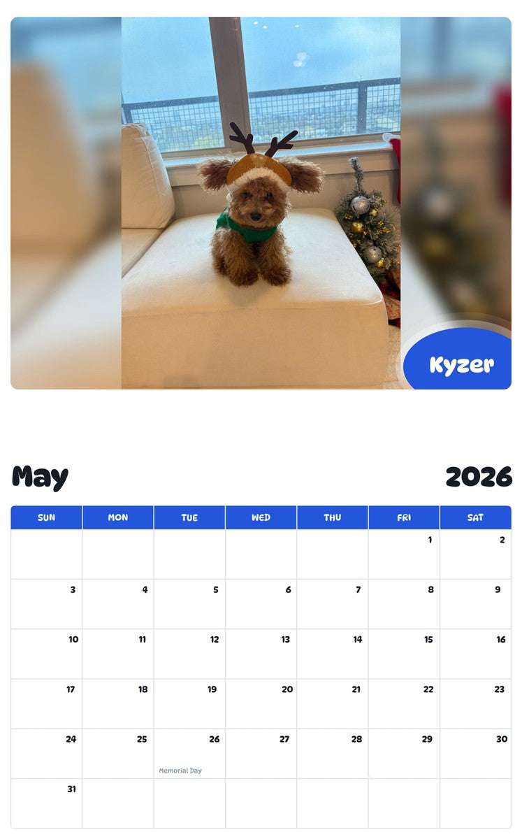 2026 - 2027 Kyzer - Pawidols Pet Calendar