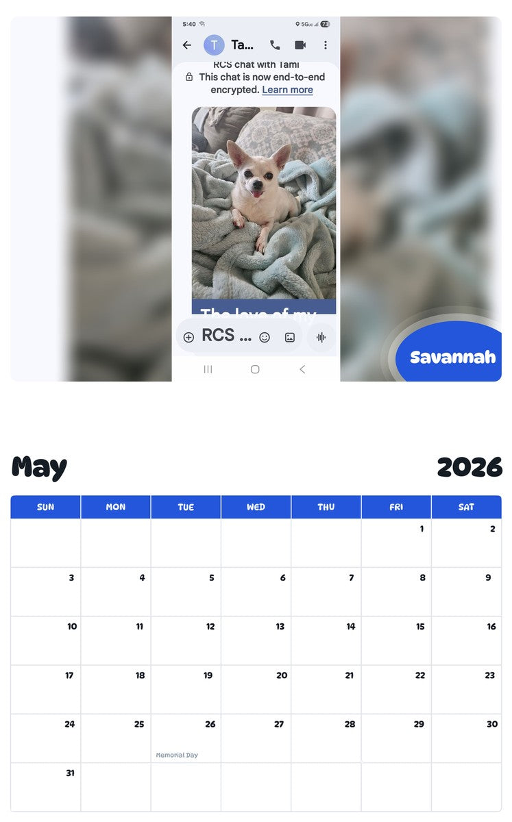 2026 - 2027 Savannah - Pawidols Pet Calendar