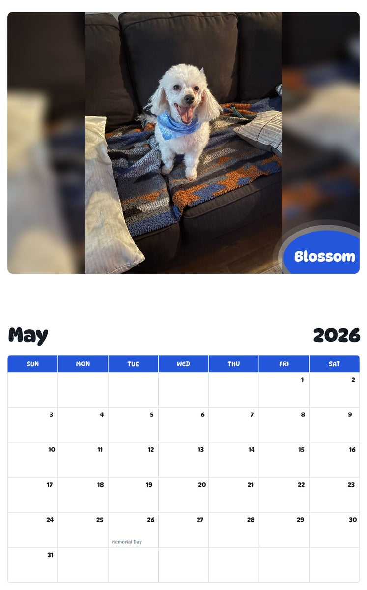 2026 - 2027 Blossom - Pawidols Pet Calendar