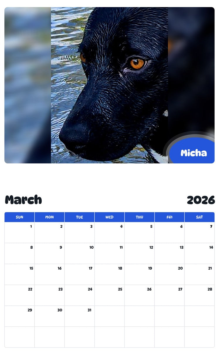 November 2025 - October 2026 Micha - Pawidols Pet Calendar