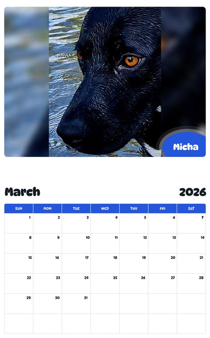 November 2025 - October 2026 Micha - Pawidols Pet Calendar