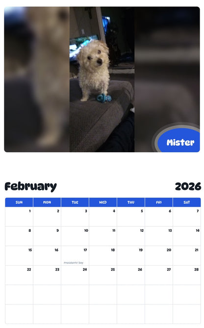 October 2025 - September 2026 Mister - Pawidols Pet Calendar
