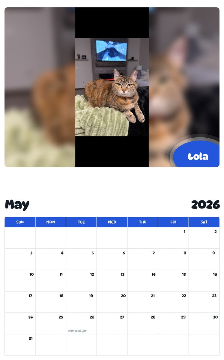 2026 - 2027 Lola - Pawidols Pet Calendar