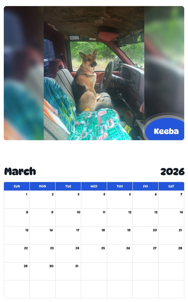 November 2025 - October 2026 Keeba - Pawidols Pet Calendar