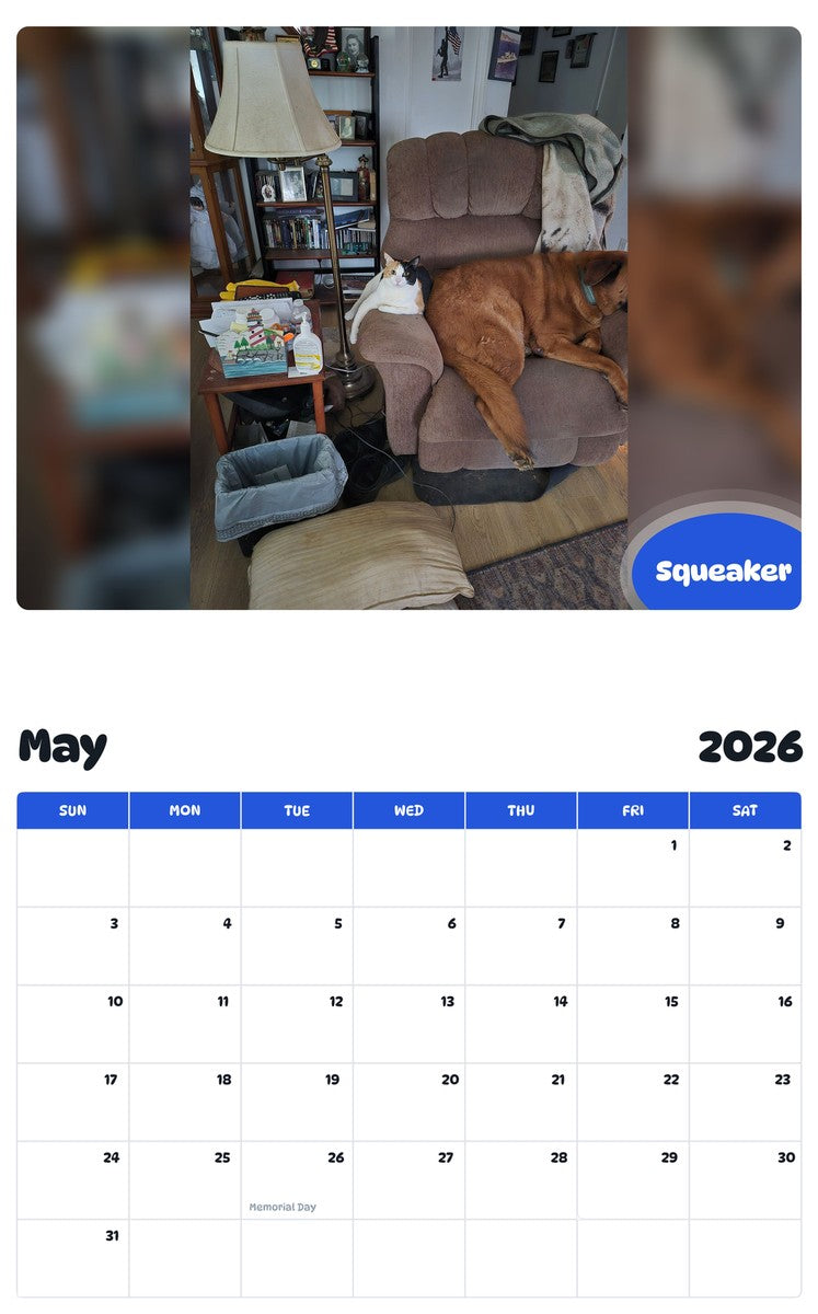 2026 - 2027 Squeaker - Pawidols Pet Calendar